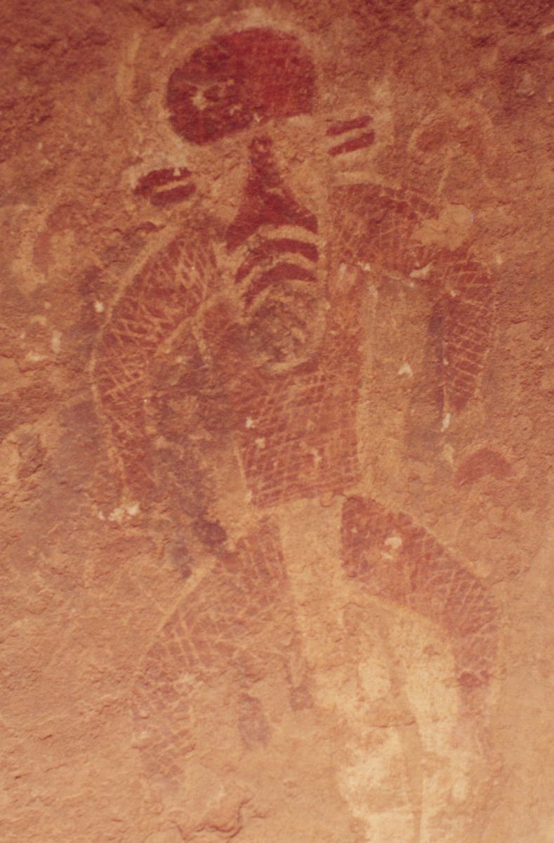 Masked figure with mushroom decorations, Aouenrhet.